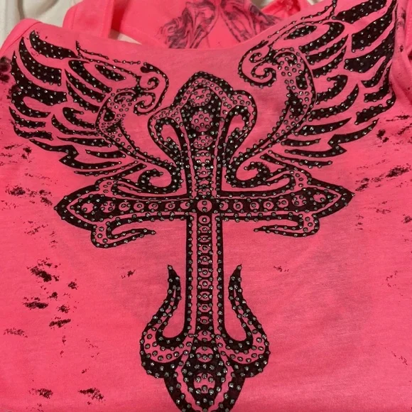 JR’s razor cut back tank top large but fits like a small glittery paint front - Picture 9 of 9